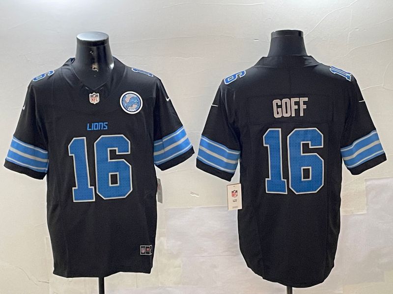 Men Detroit Lions #16 Goff Black three generations 2024 Nike Limited NFL Jersey style 2->detroit lions->NFL Jersey